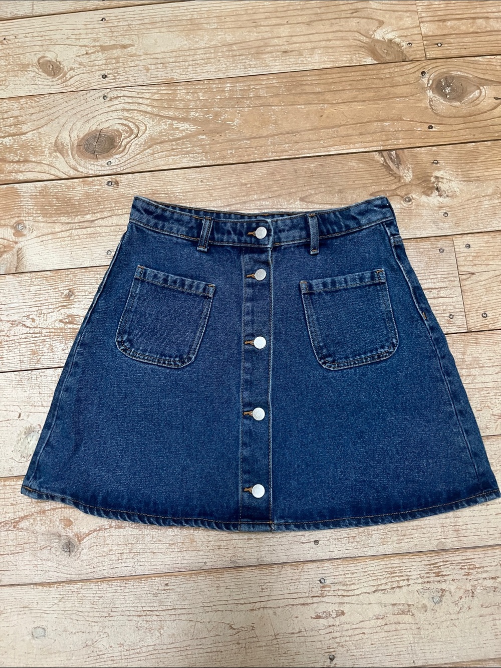 ASOS Dark Blue Denim Button-Front Mini Skirt